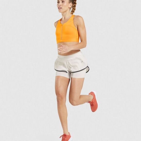 Gymshark Pants - Gymshark Women's Speed 2 In 1 Shorts White Size L Athletic Running